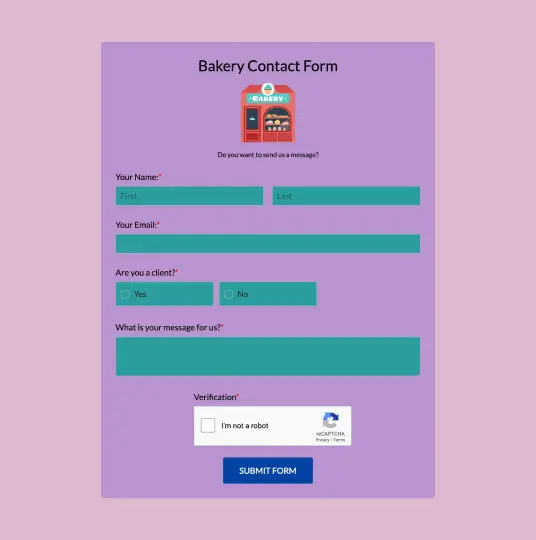 Bakery Contact Form