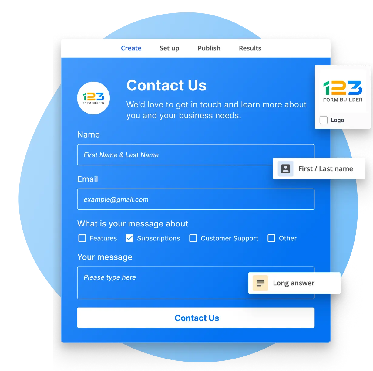 Image showing a 123formBuilder contact form template