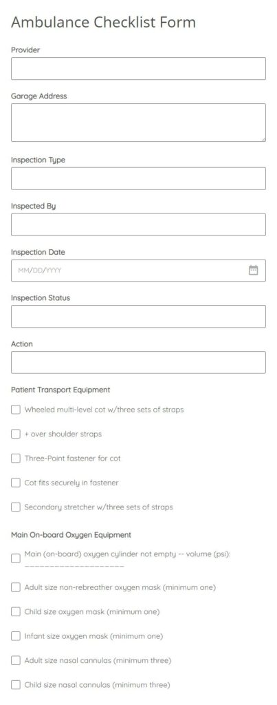 ambulance checklist form