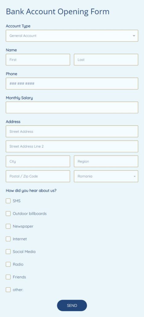 bank account opening form