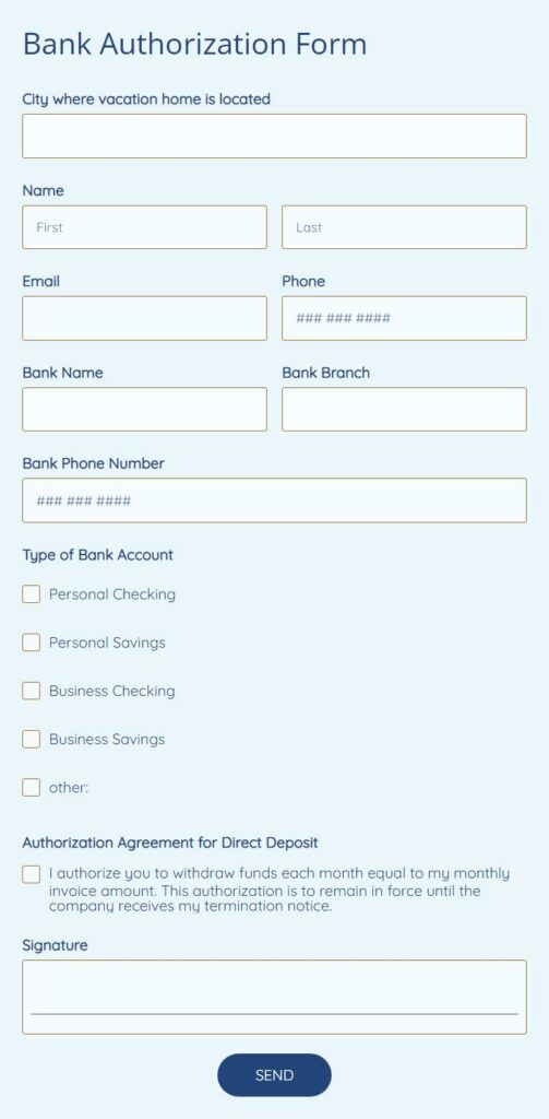 bank authorization form