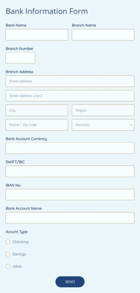 bank information form