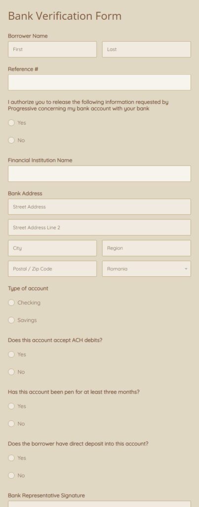 bank verification form