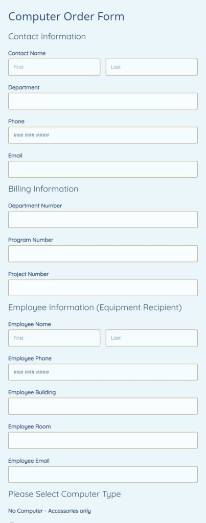 computer order form 