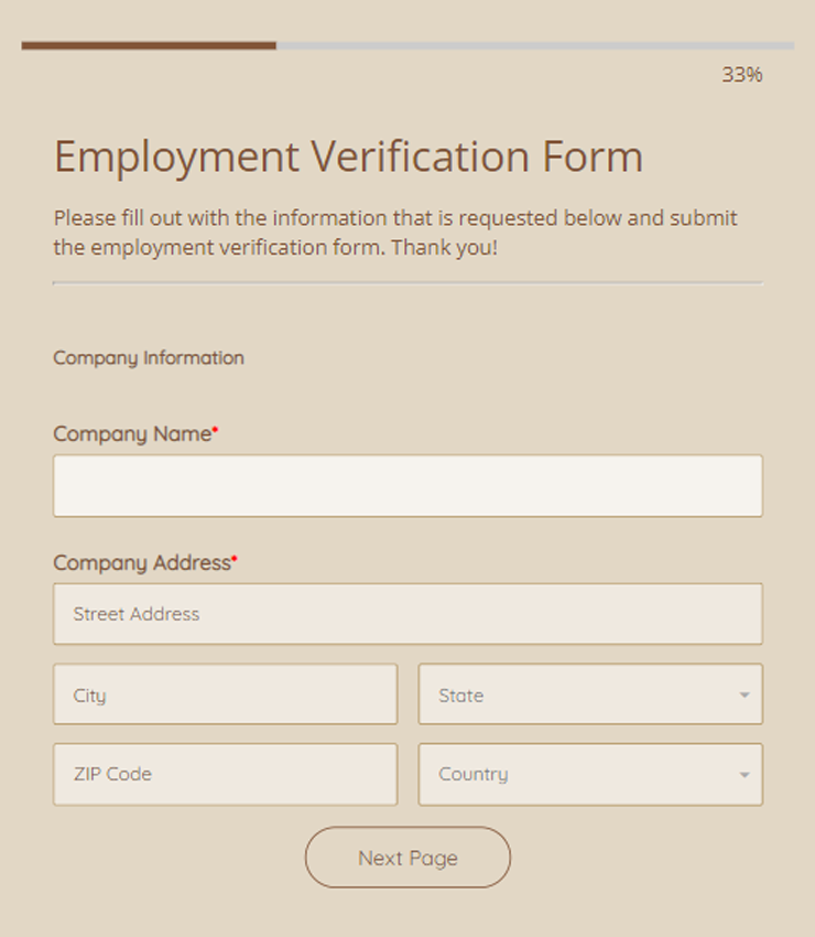 employment verification form template