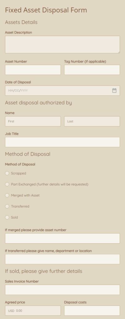 fixed asset disposal form