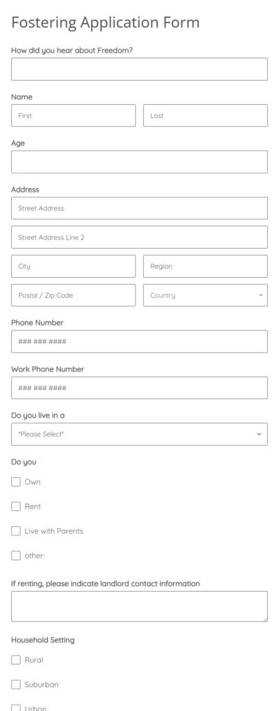 fostering application form