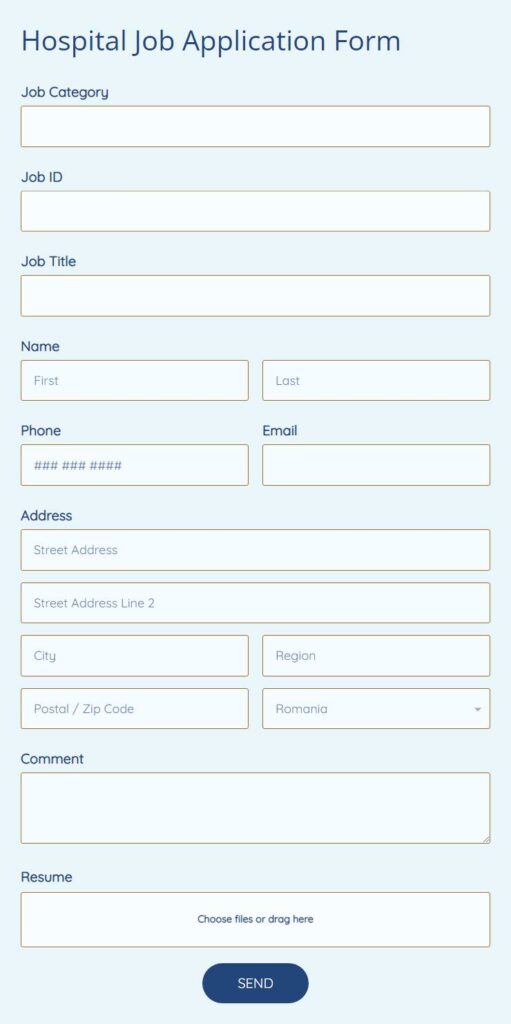 hospital job application form