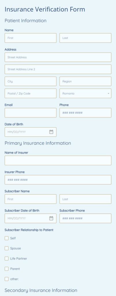 insurance verification form