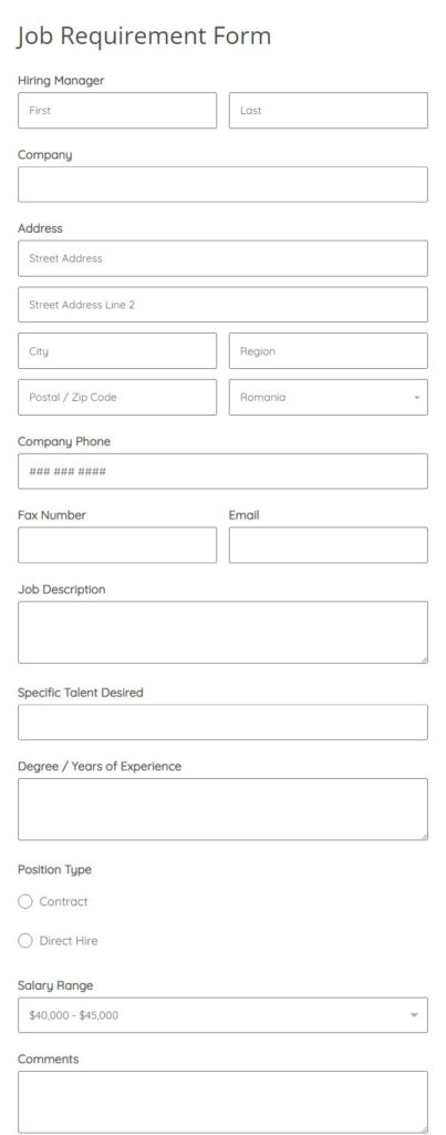 job requirement form 