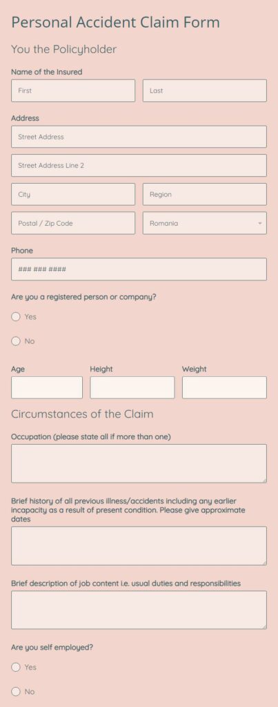 personal accident claim form
