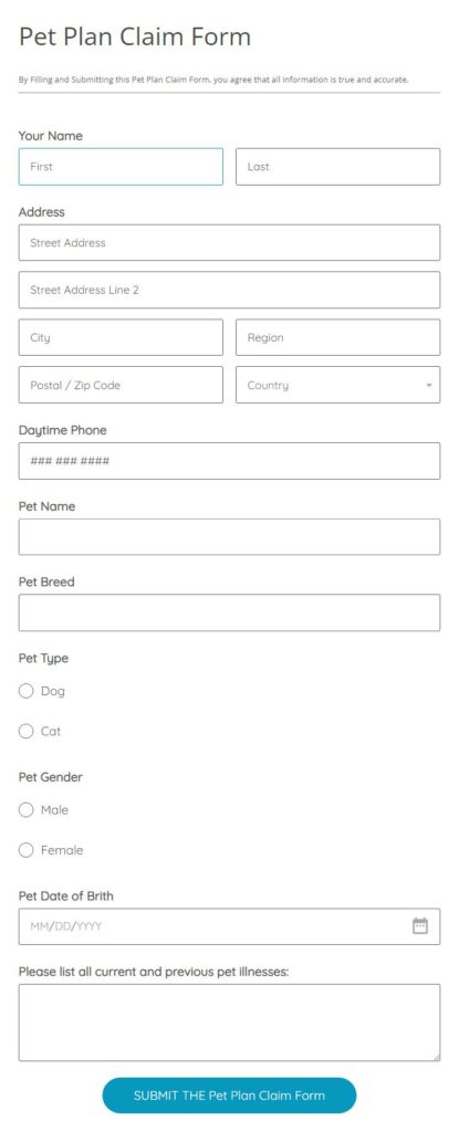 pet plan claim form