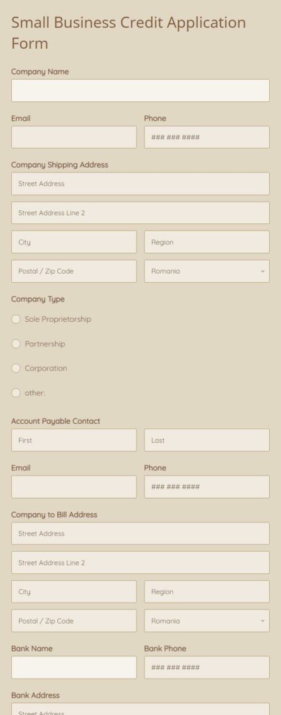 small business credit application form