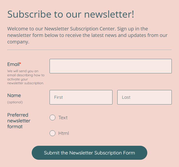 subscribe to newsletter form