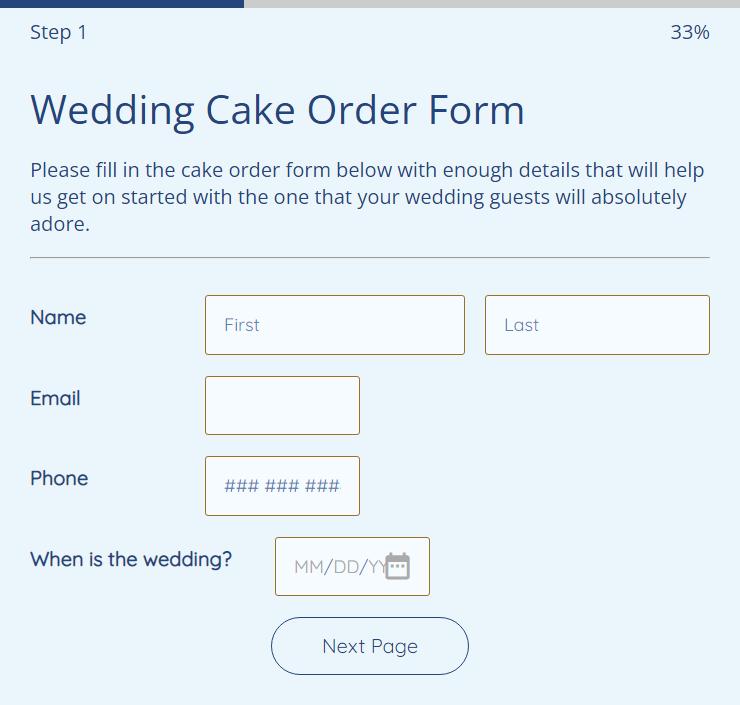 wedding cake order form