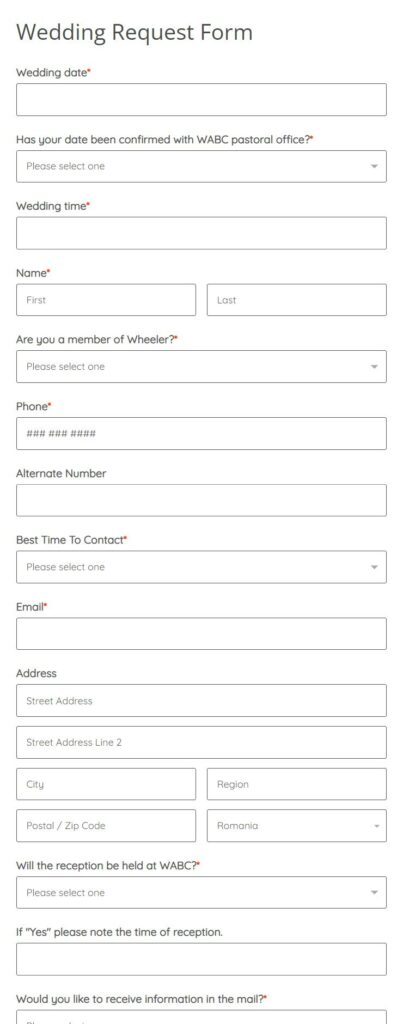 wedding request form 