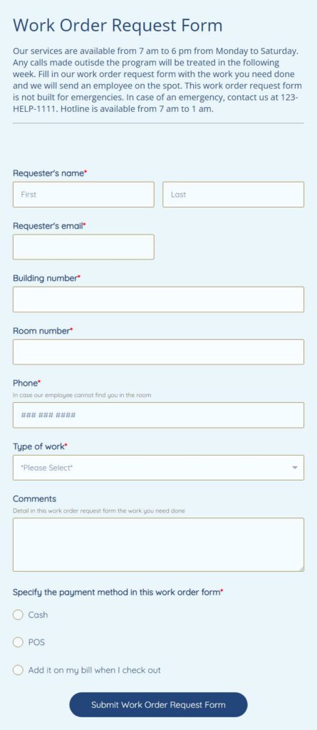 work order request form
