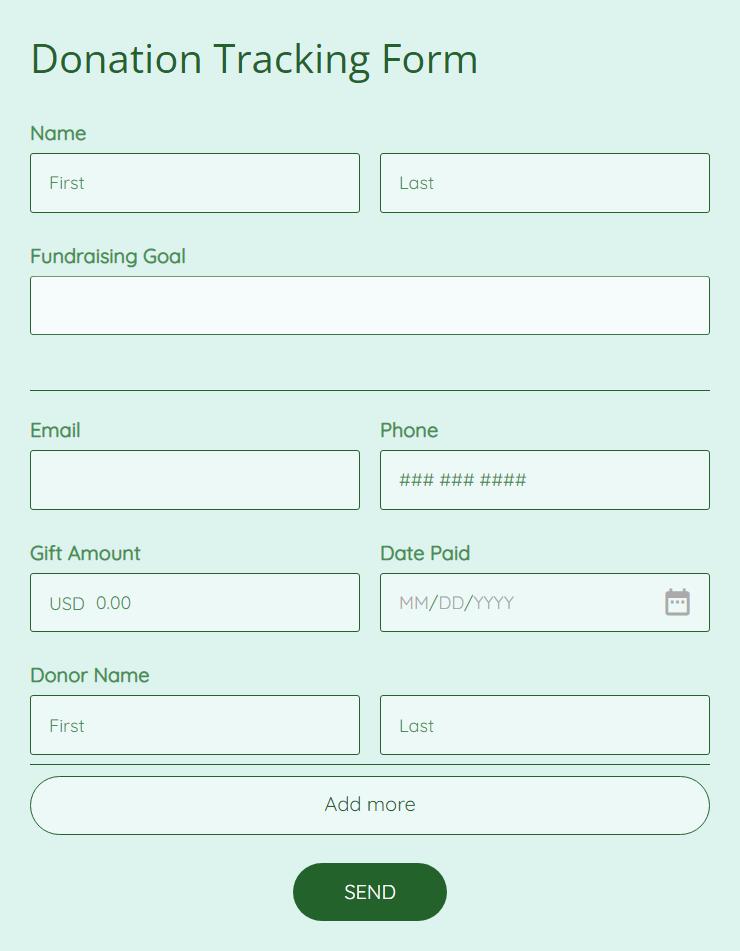 donation tracking form