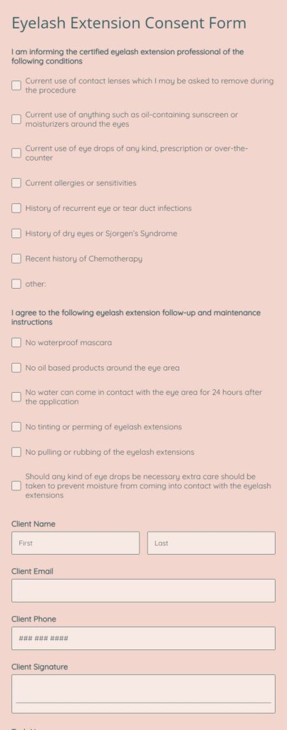 eyelash extension consent form