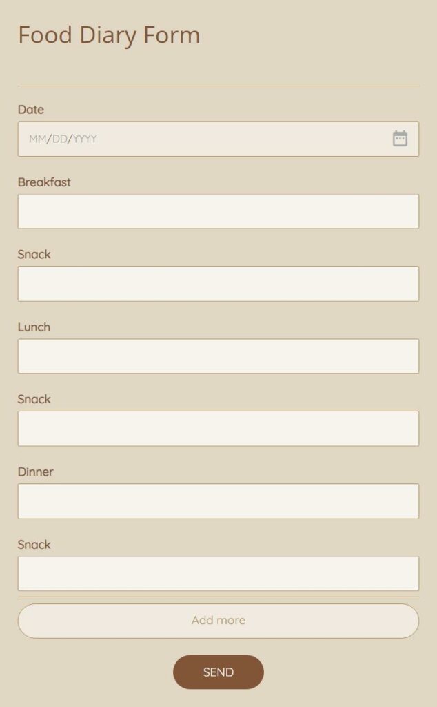 food diary form template