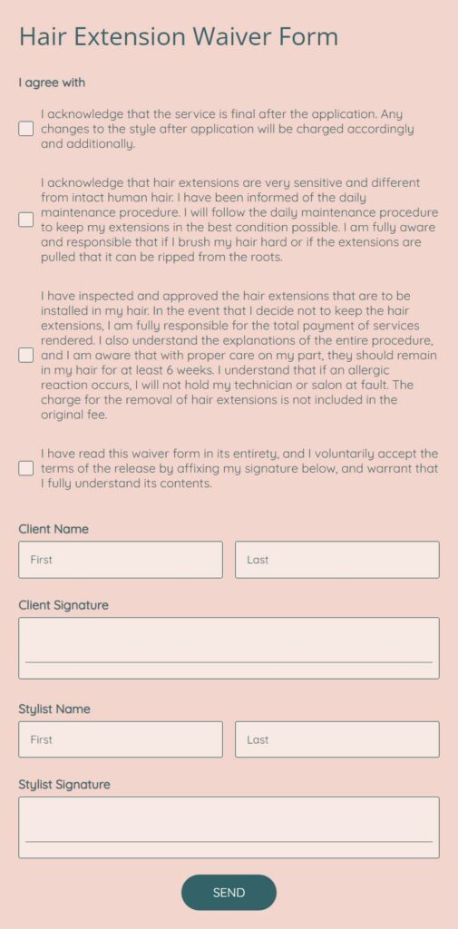 hair extension waiver form