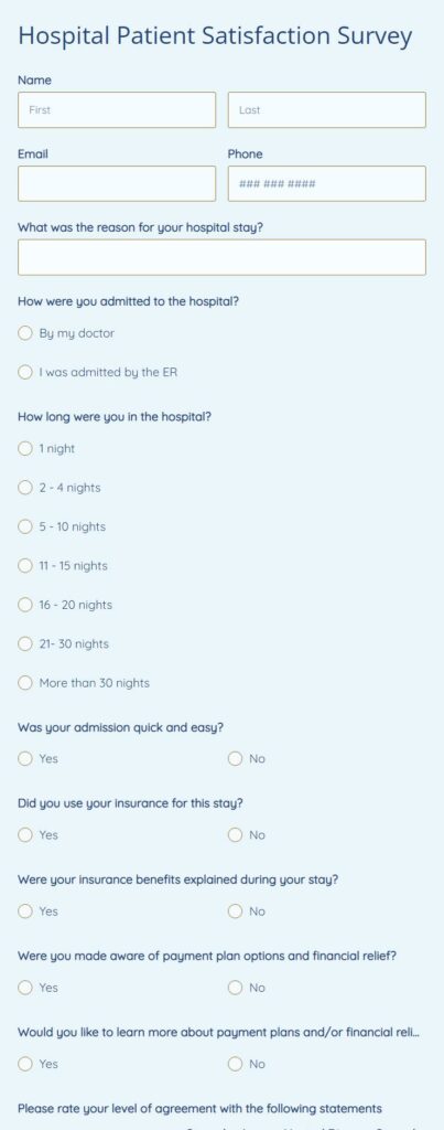 hospital patient satisfaction survey 