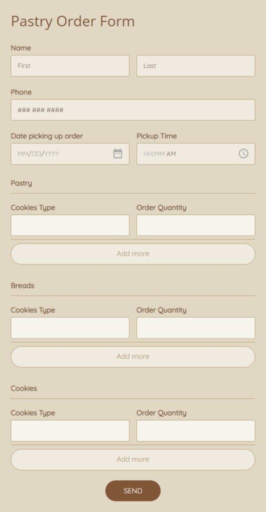pastry order form