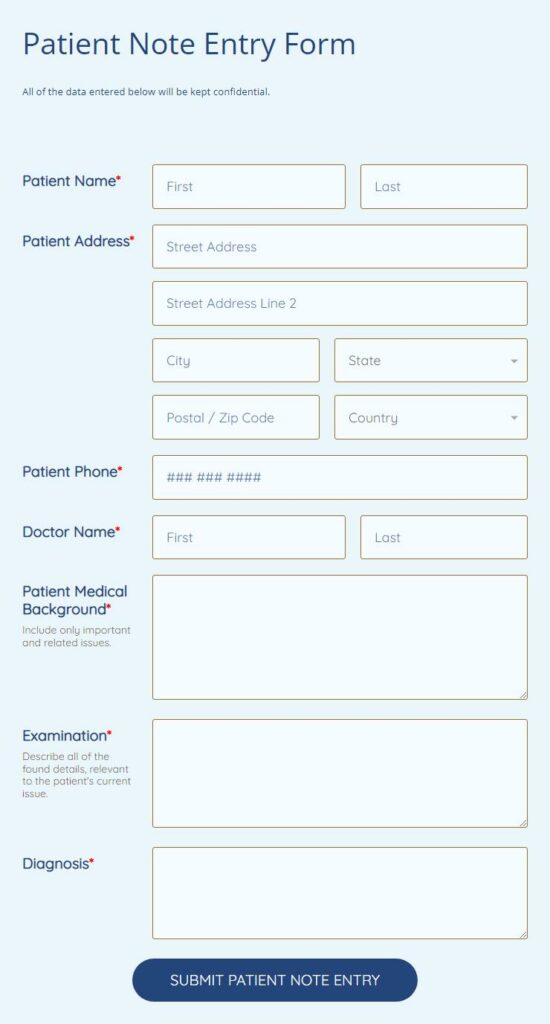 patient note entry form 