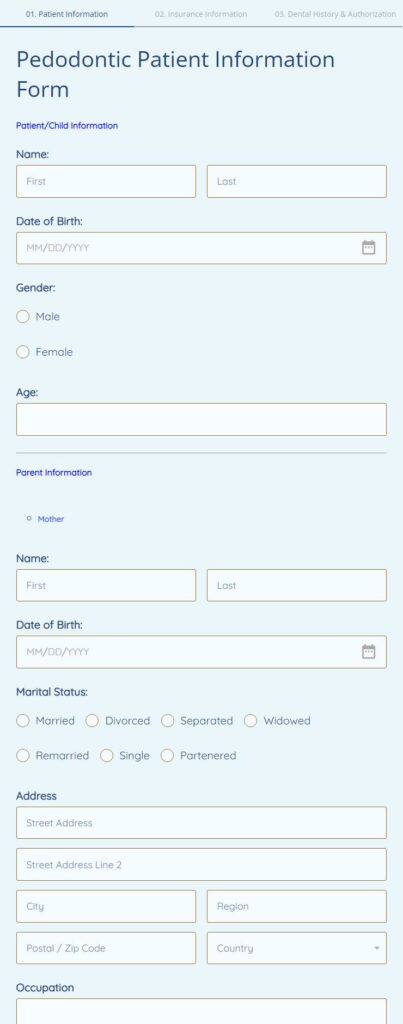 pedodontic patient information form
