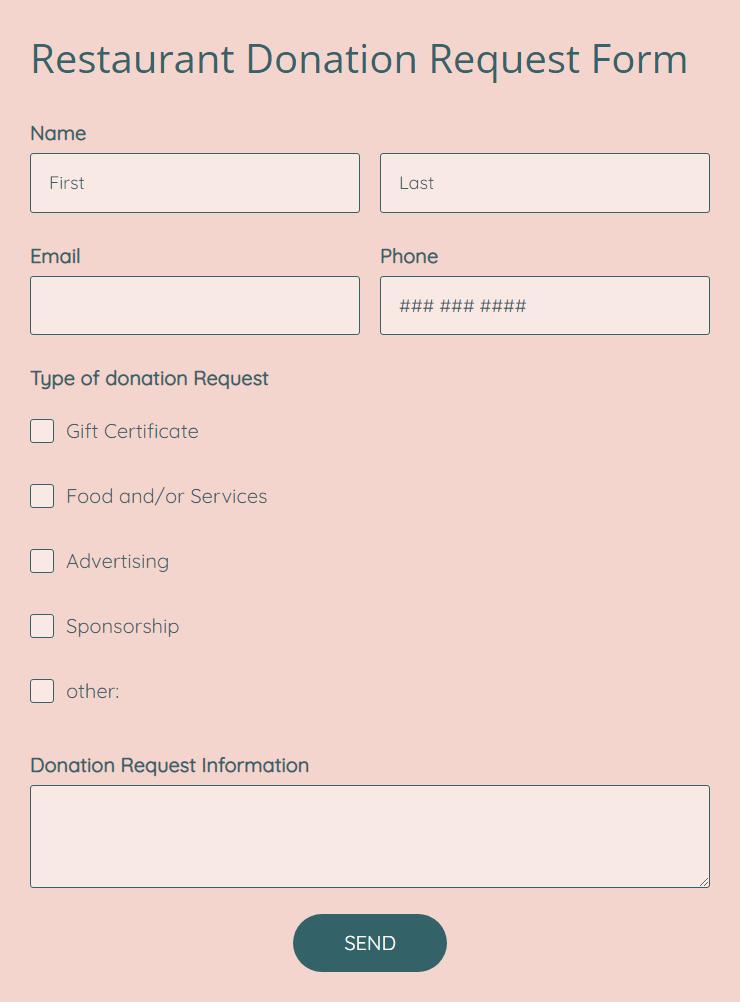 restaurant donation request form template
