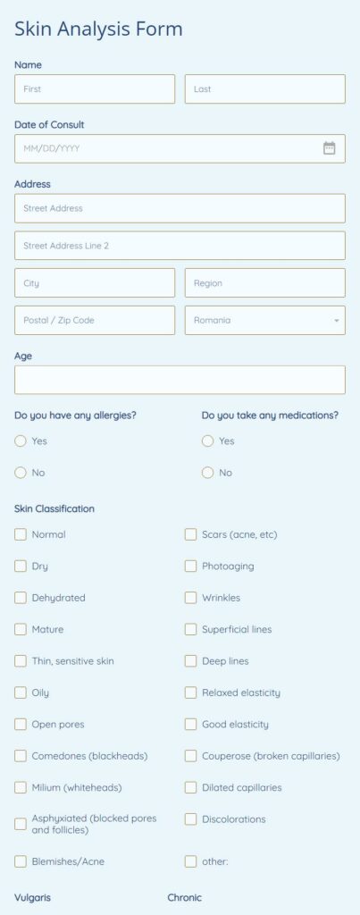 skin analysis form 