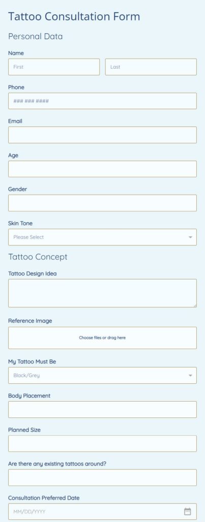 tattoo consultation form