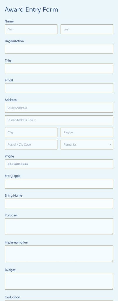 award entry form template