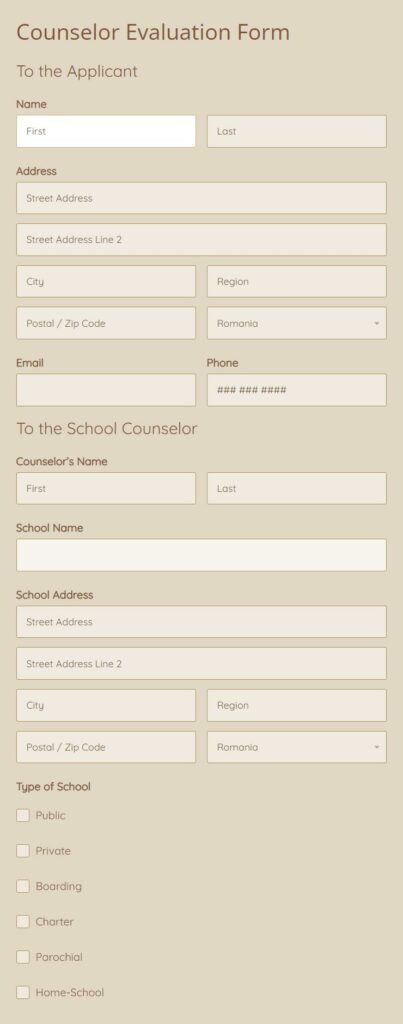 counselor evaluation form