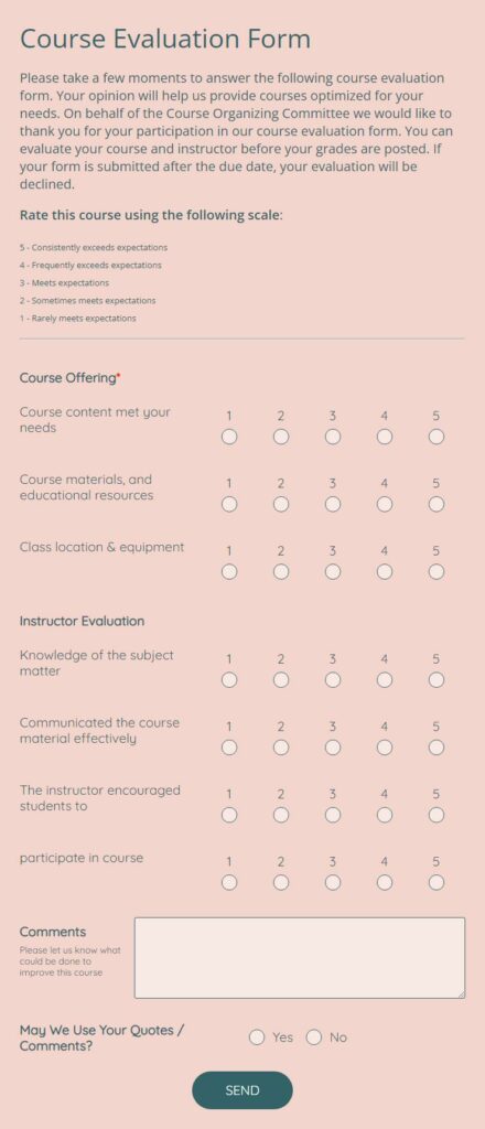 course evaluation form 