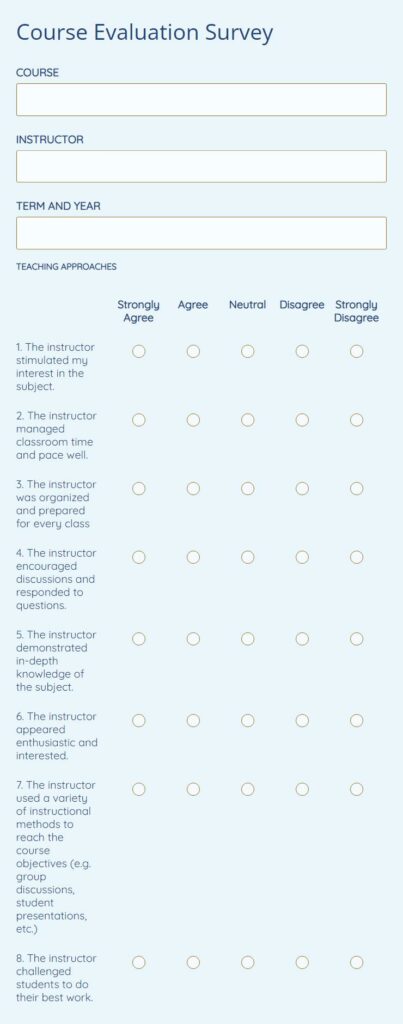 course evaluation survey