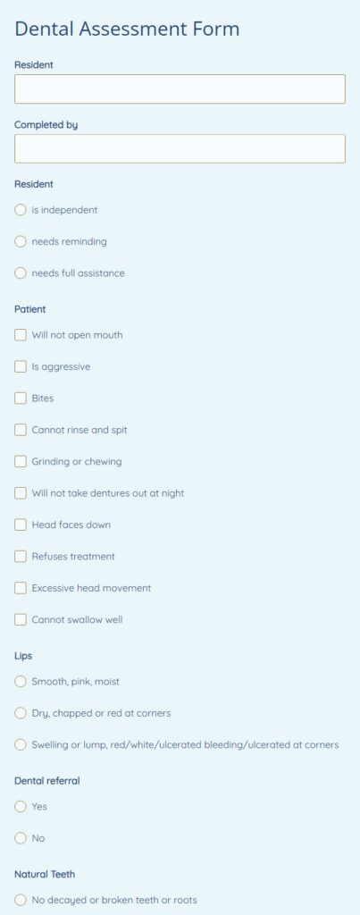 dental assessment form