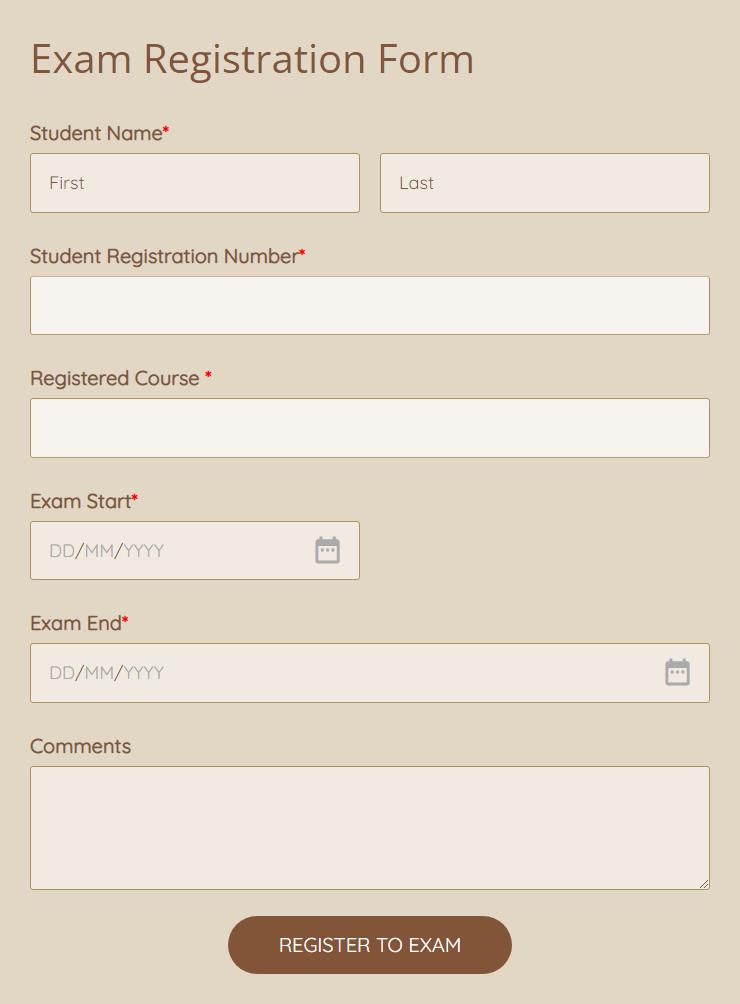Exam Registration Form