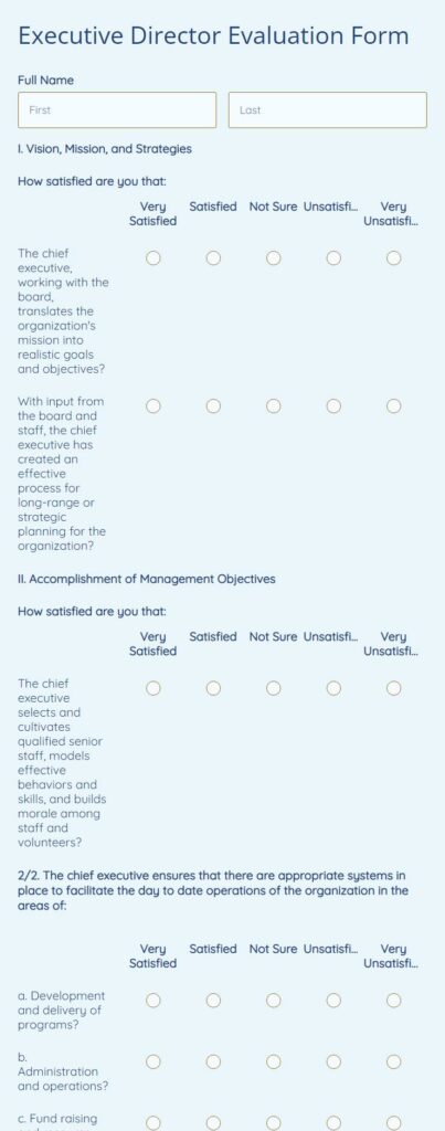 executive director evaluation form
