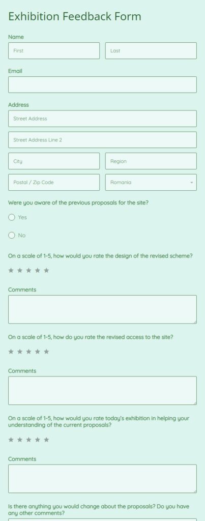 exhibition feedback form