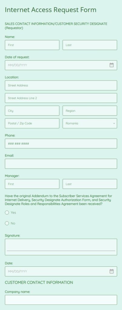 internet access request form