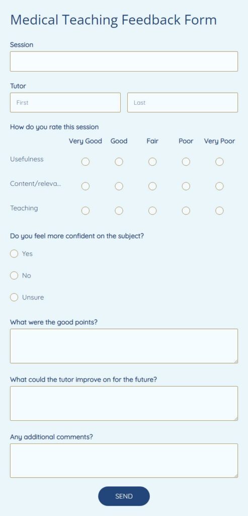 medical teaching feedback form