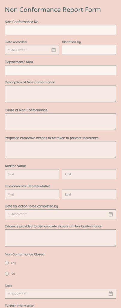 non-conformance report form