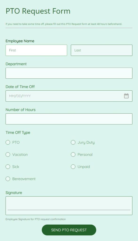 PTO request form