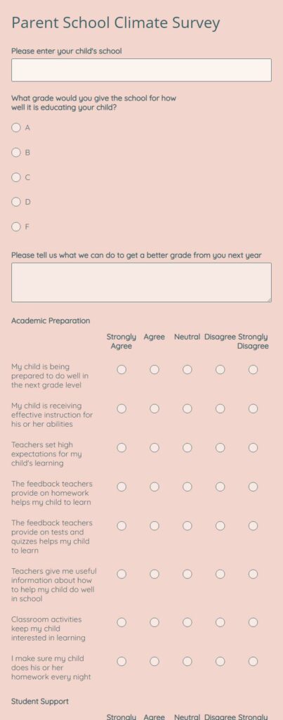 parent school climate survey