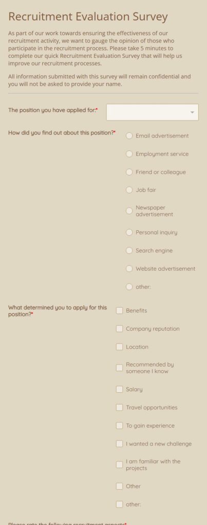 recruitment evaluation survey form