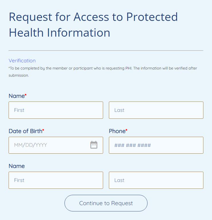 request to access for protected health information