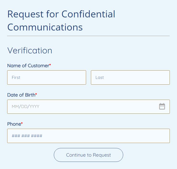 request for confidential communications