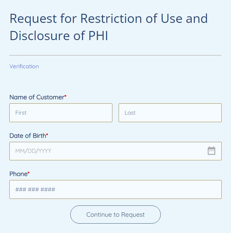 request for restriction of use and disclosure of PHI