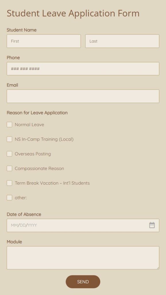student leave application form